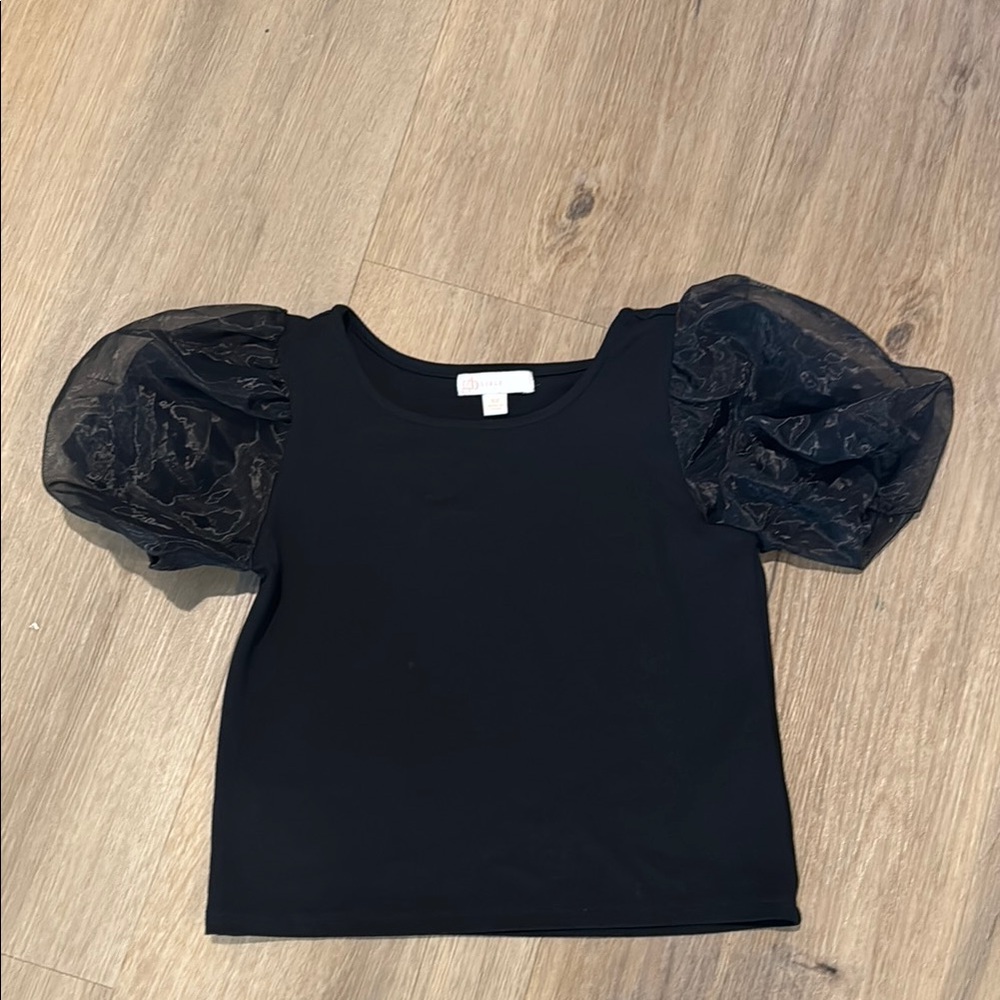 GB girls Black Blouse with Dramatic Puff Sleeves - Mint condition